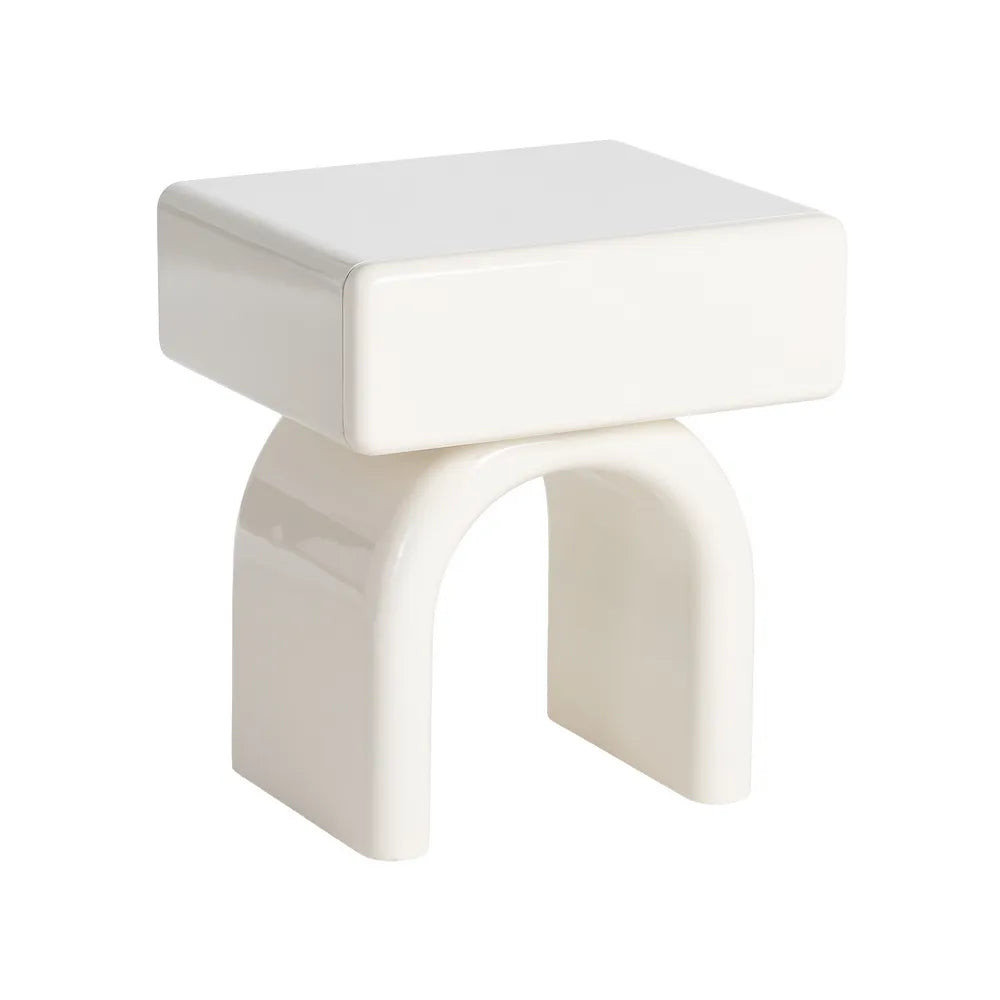 Cream lacquered MDF bedside table 50 x 40 x 57 cm