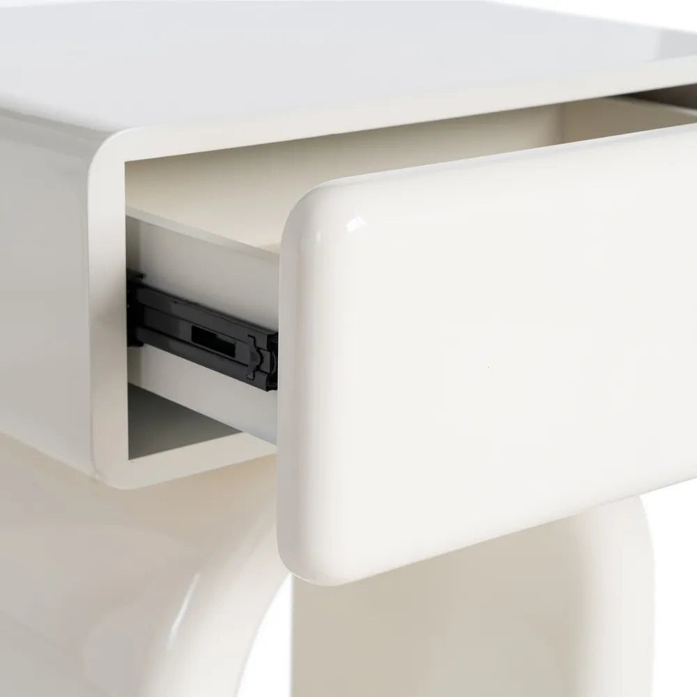 Cream lacquered MDF bedside table 50 x 40 x 57 cm