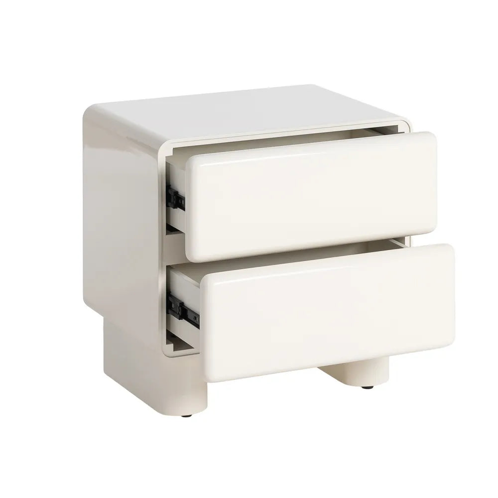 Cream lacquered MDF bedside table 56.50 x 42.50 x 56.50 cm