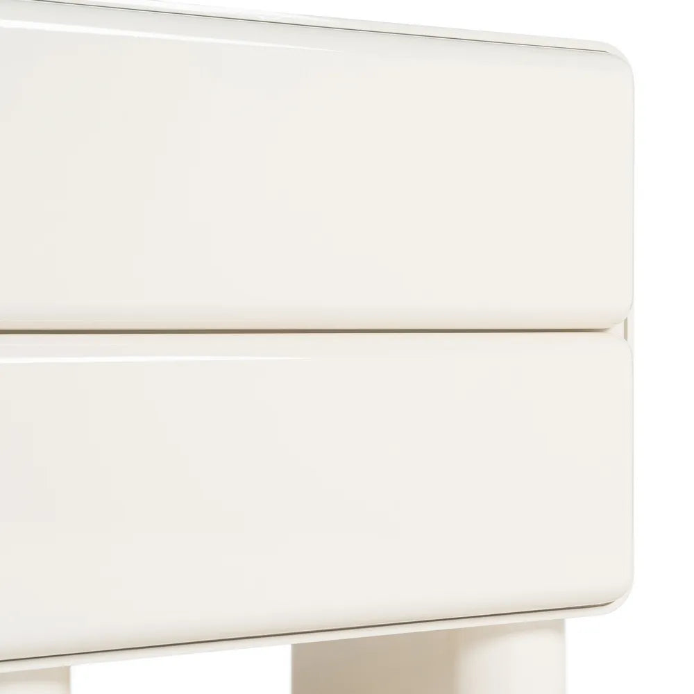 Cream lacquered MDF bedside table 56.50 x 42.50 x 56.50 cm