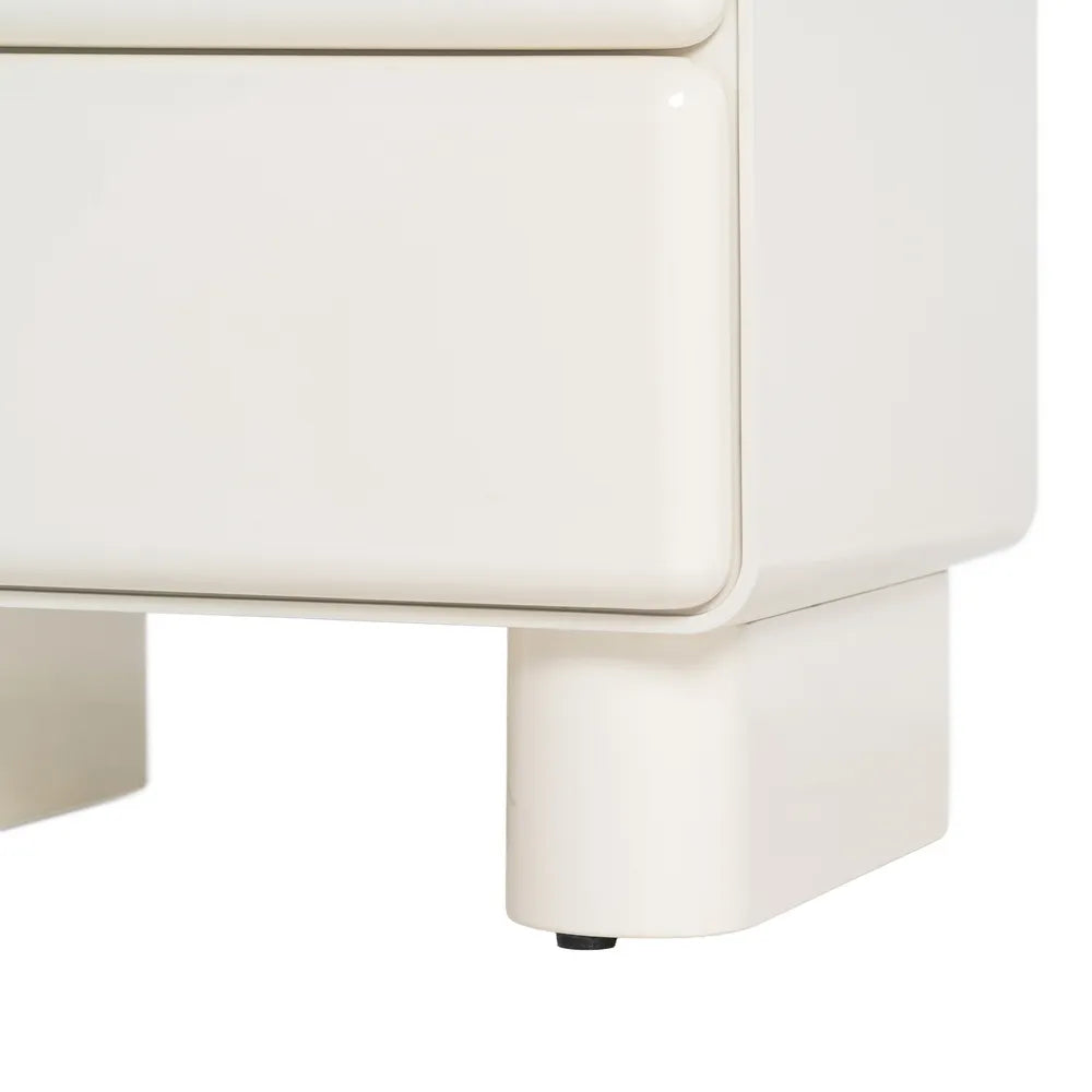 Cream lacquered MDF bedside table 56.50 x 42.50 x 56.50 cm
