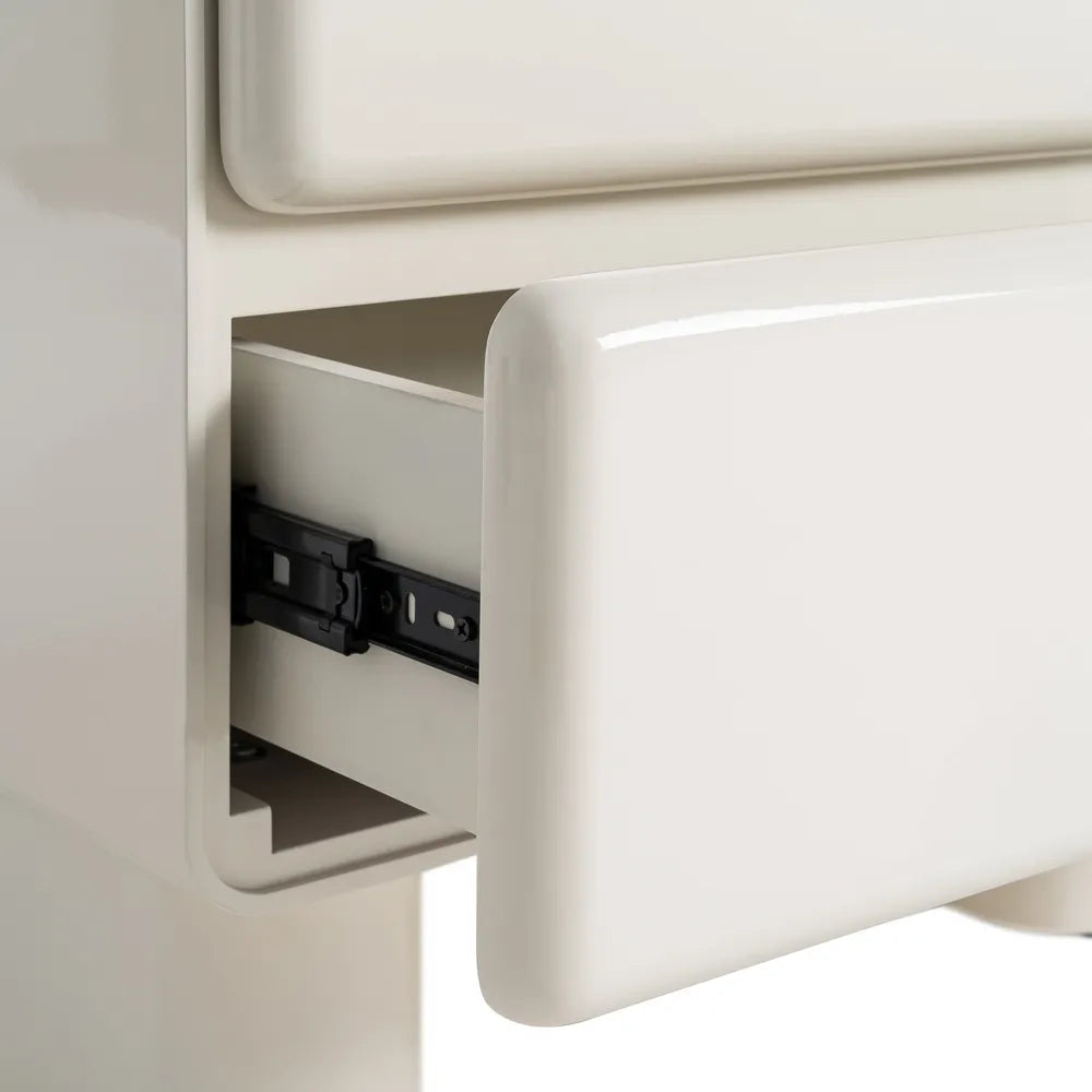 Cream lacquered MDF bedside table 56.50 x 42.50 x 56.50 cm