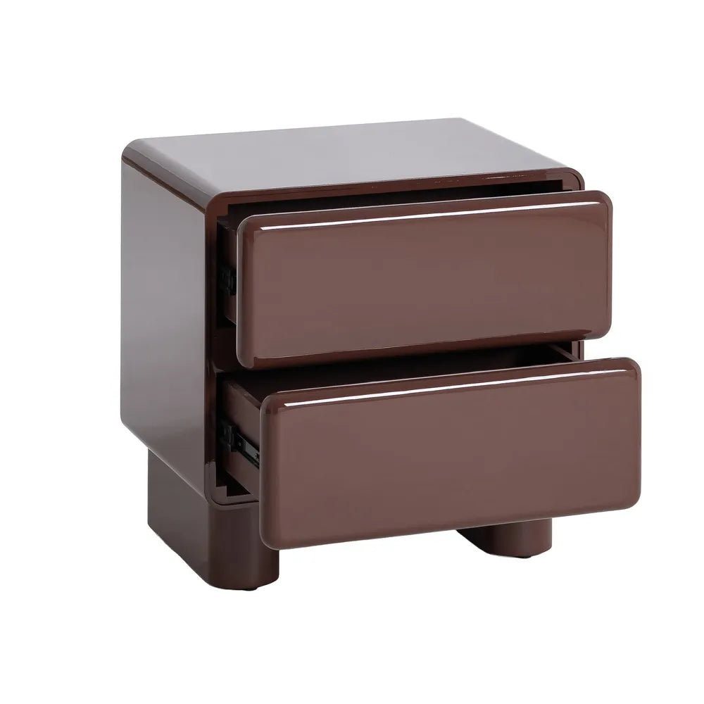Burgundy lacquered MDF bedside table 56.50 x 42.50 x 56.50 cm