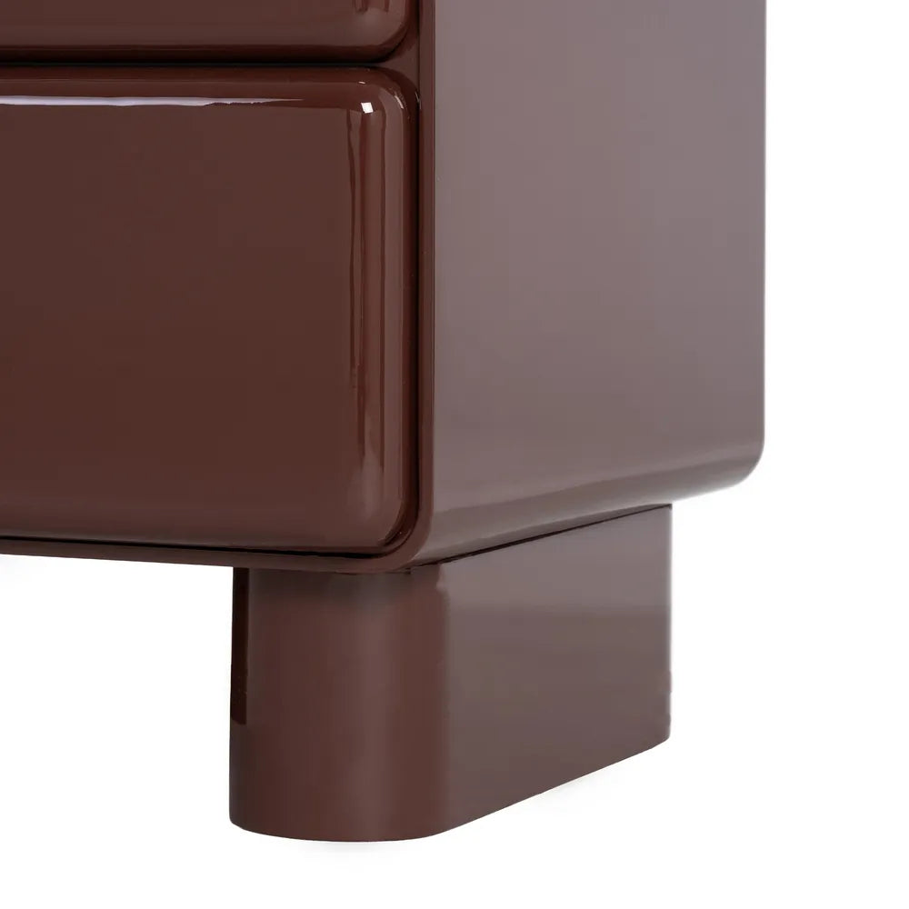 Burgundy lacquered MDF bedside table 56.50 x 42.50 x 56.50 cm