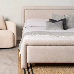 BED BEIGE FABRIC 160 X 217 X 107 CM