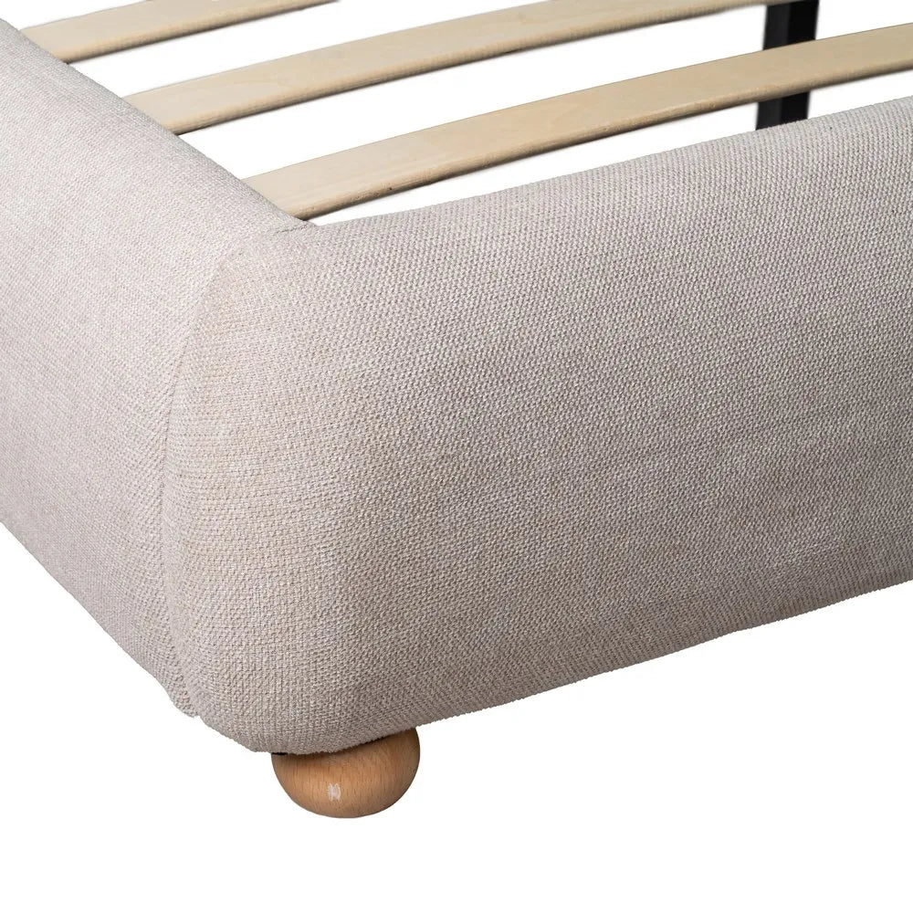 BEIGE FABRIC BED 160 X 217 X 94 CM