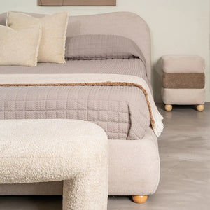 BEIGE FABRIC BED 160 X 217 X 94 CM