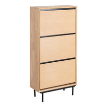 Carica l'immagine nel visualizzatore di Gallery, NATURAL-BLACK WOOD-METAL SHOE RACK 60 X 25 X 123 CM