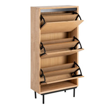 Carica l'immagine nel visualizzatore di Gallery, NATURAL-BLACK WOOD-METAL SHOE RACK 60 X 25 X 123 CM