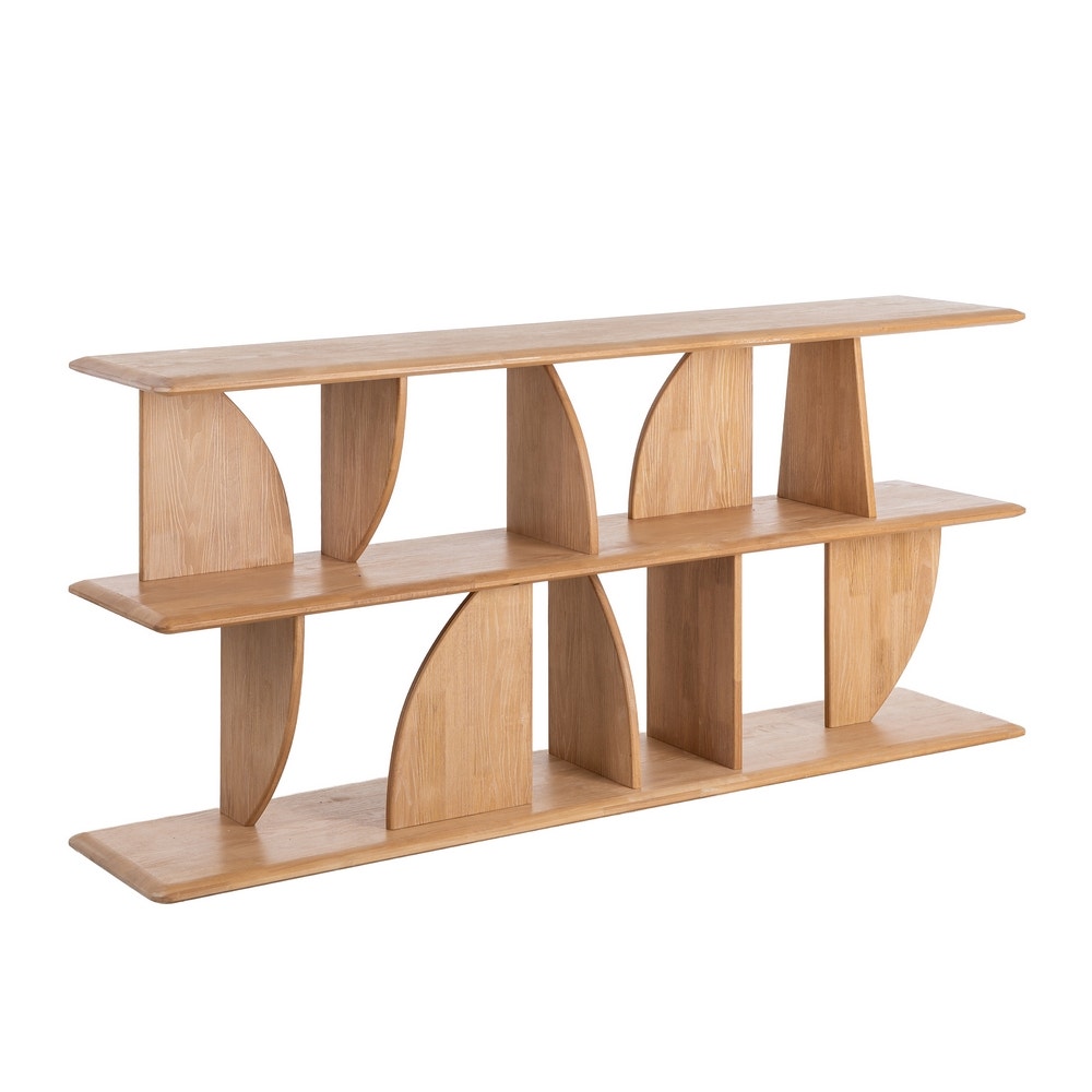 Natural Rubberwood Shelving Unit 180x38x83 cm