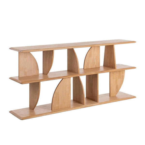 Natural Rubberwood Shelving Unit 180x38x83 cm