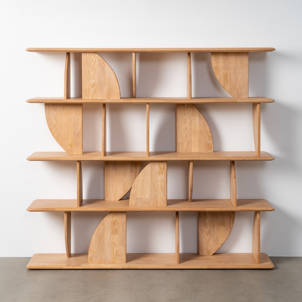 Natural Rubberwood Shelving Unit 180x38x161 cm