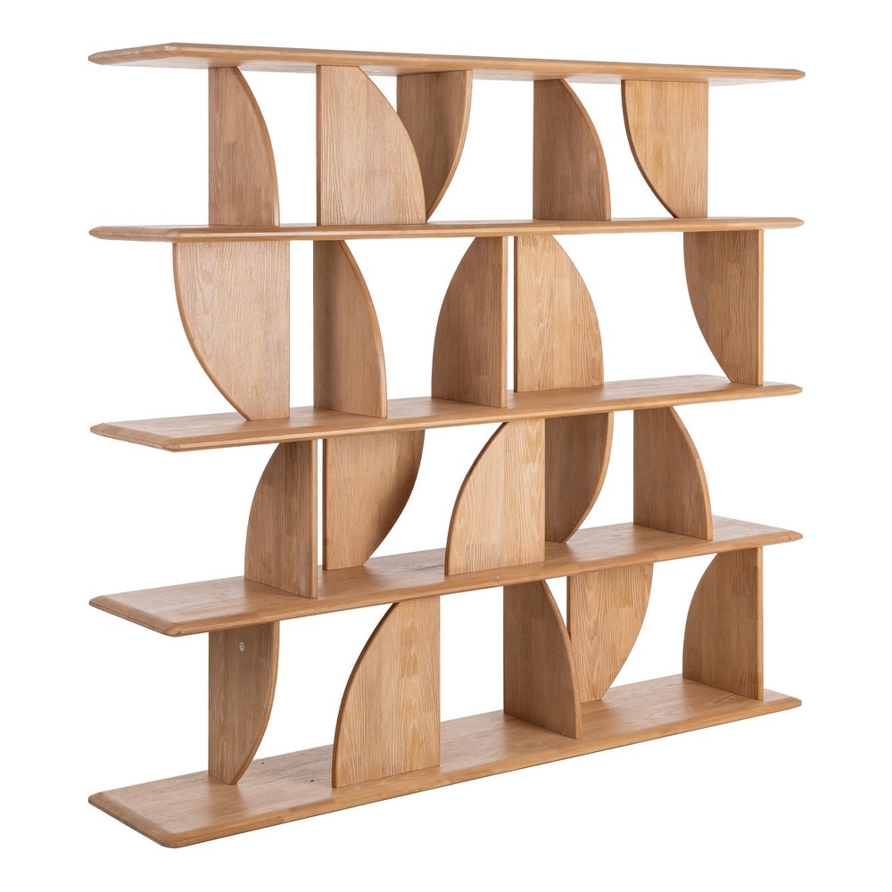 Natural Rubberwood Shelving Unit 180x38x161 cm