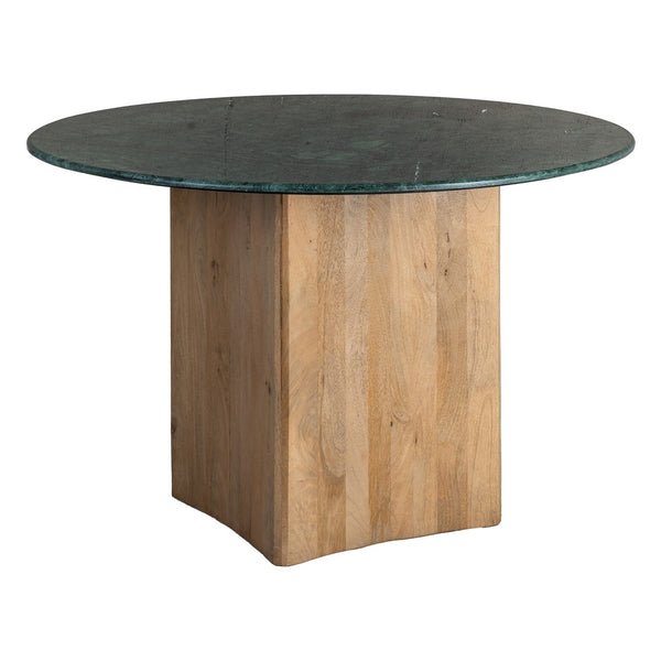 Natural-Green Wood & Marble Dining Table 115x115x76 cm