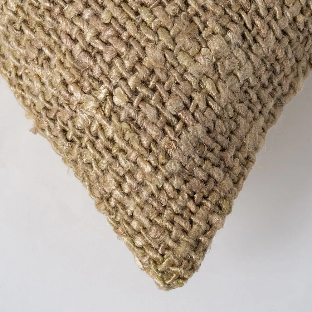 BEIGE-OCHRE VISCOSE-COTTON CUSHION 50 X 50 CM
