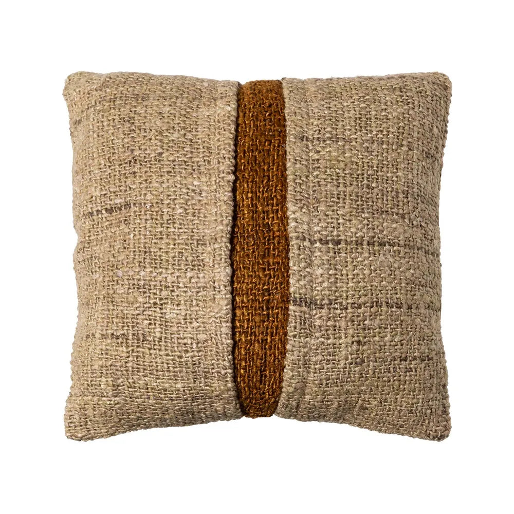 BEIGE-OCHRE VISCOSE-COTTON CUSHION 50 X 50 CM