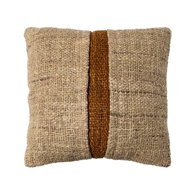 BEIGE-OCHRE VISCOSE-COTTON CUSHION 50 X 50 CM
