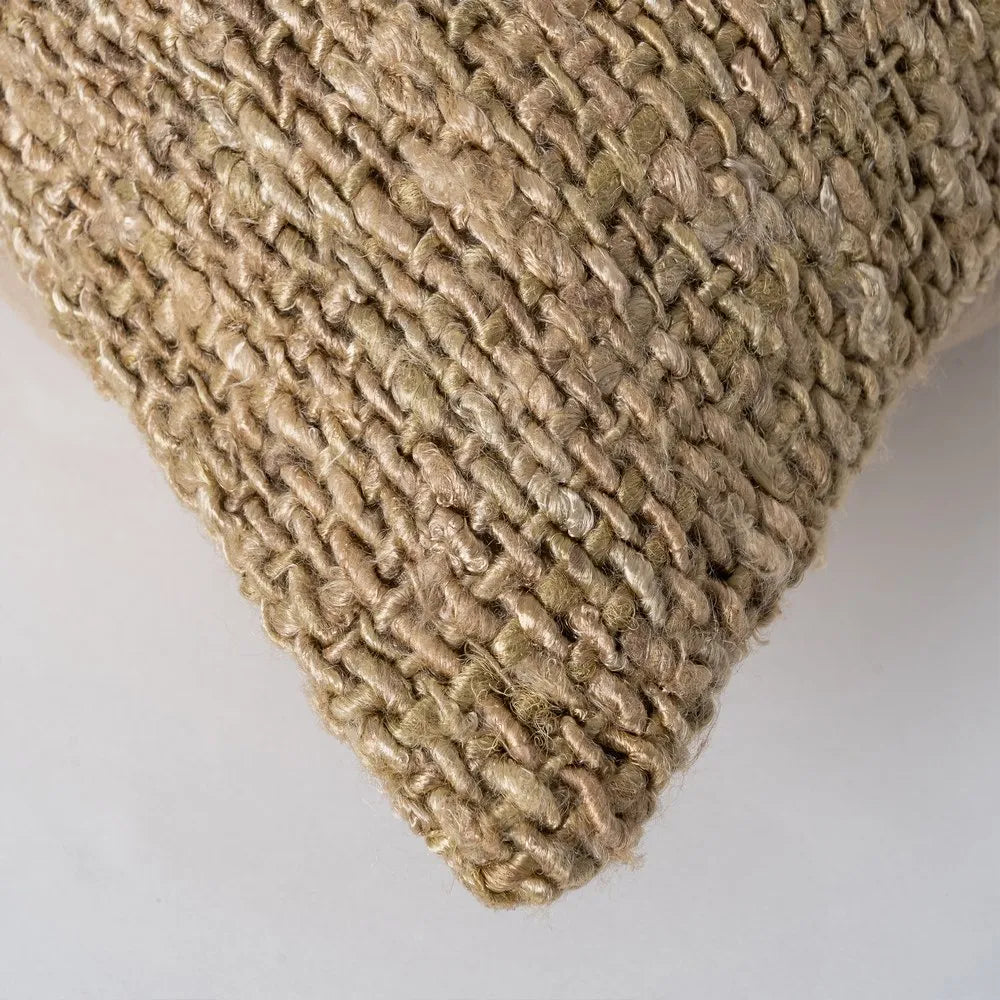 BEIGE-GREEN VISCOSE-COTTON CUSHION 50 X 50 CM