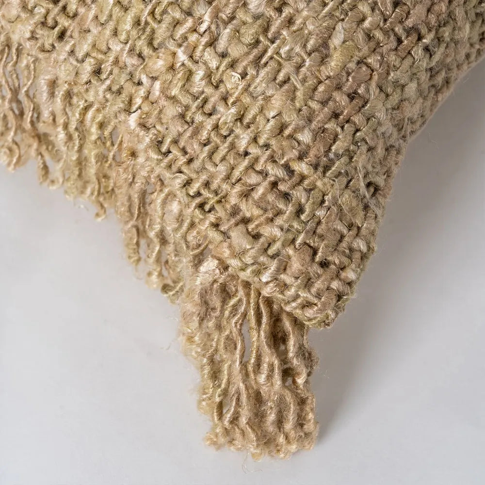 BEIGE VISCOSE-COTTON CUSHION 50 X 50 CM