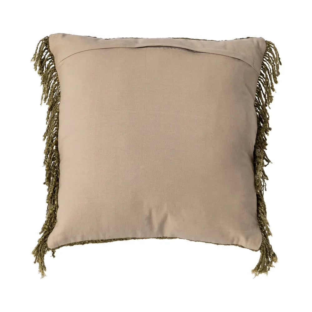 GREEN VISCOSE-COTTON CUSHION 50 X 50 CM