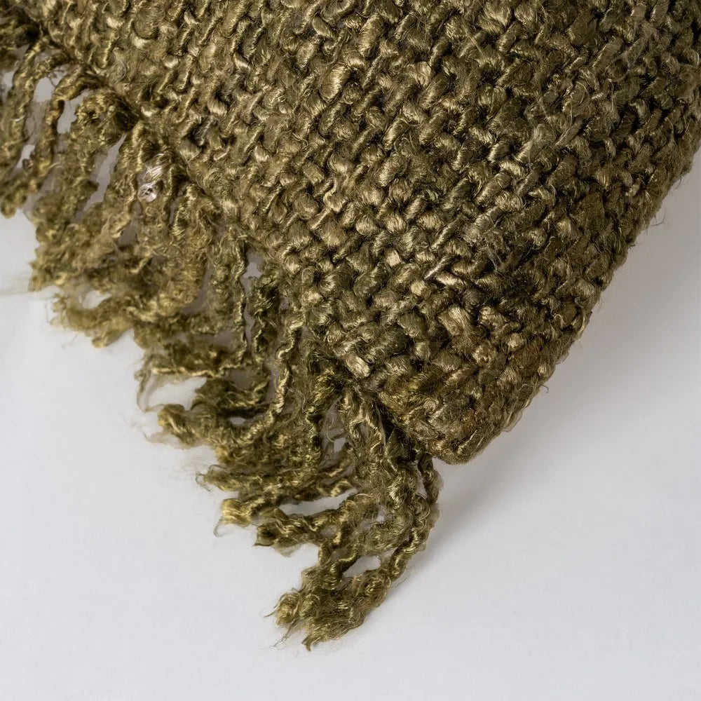 GREEN VISCOSE-COTTON CUSHION 50 X 50 CM