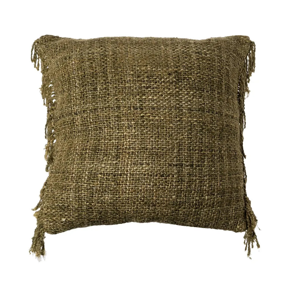 GREEN VISCOSE-COTTON CUSHION 50 X 50 CM