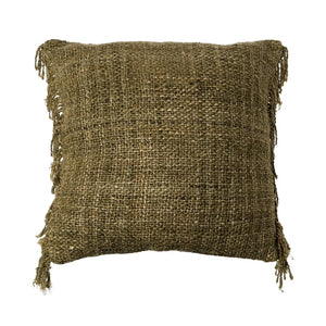 GREEN VISCOSE-COTTON CUSHION 50 X 50 CM