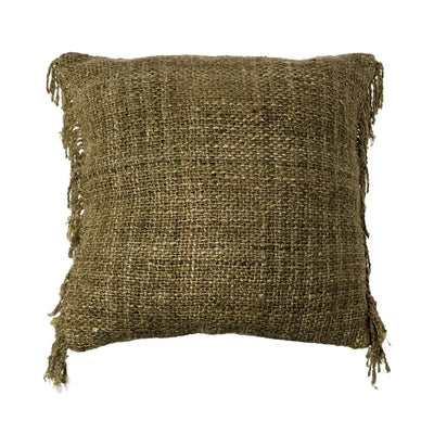 GREEN VISCOSE-COTTON CUSHION 50 X 50 CM