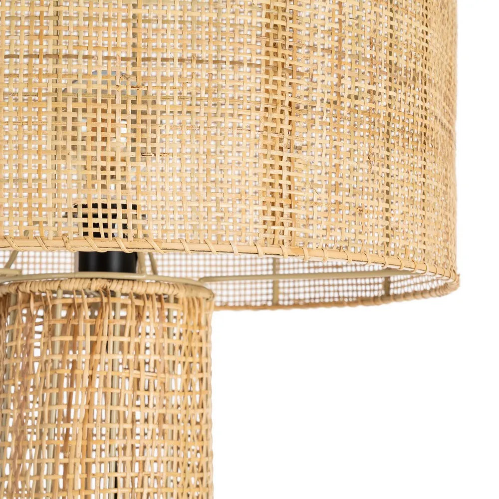 Cream rattan floor lamp with lighting, 50 x 50 x 154 cm