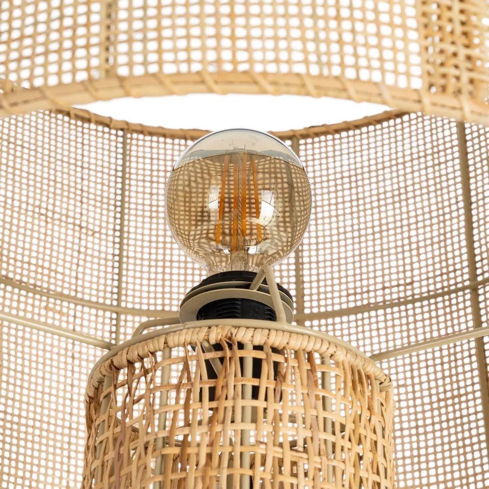 Cream rattan floor lamp with lighting, 50 x 50 x 154 cm