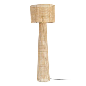 Cream rattan floor lamp with lighting, 50 x 50 x 154 cm