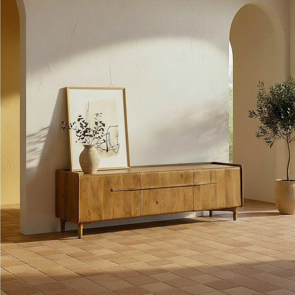 Natural Mango Wood TV Unit 160x40x50 cm