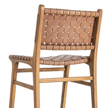 Cargar imagen en el visor de la galería, BROWN TEAK WOOD-LEATHER CHAIR 50 X 56 X 87 CM