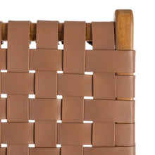 Cargar imagen en el visor de la galería, BROWN TEAK WOOD-LEATHER CHAIR 50 X 56 X 87 CM