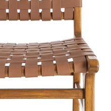 Cargar imagen en el visor de la galería, BROWN TEAK WOOD-LEATHER CHAIR 50 X 56 X 87 CM