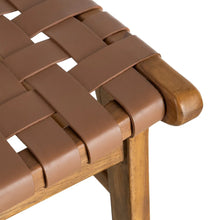Cargar imagen en el visor de la galería, BROWN TEAK WOOD-LEATHER CHAIR 50 X 56 X 87 CM