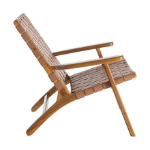 Carica l&#39;immagine nel visualizzatore di Gallery, BROWN TEAK WOOD-LEATHER ARMCHAIR 74 X 78 X 75 CM
