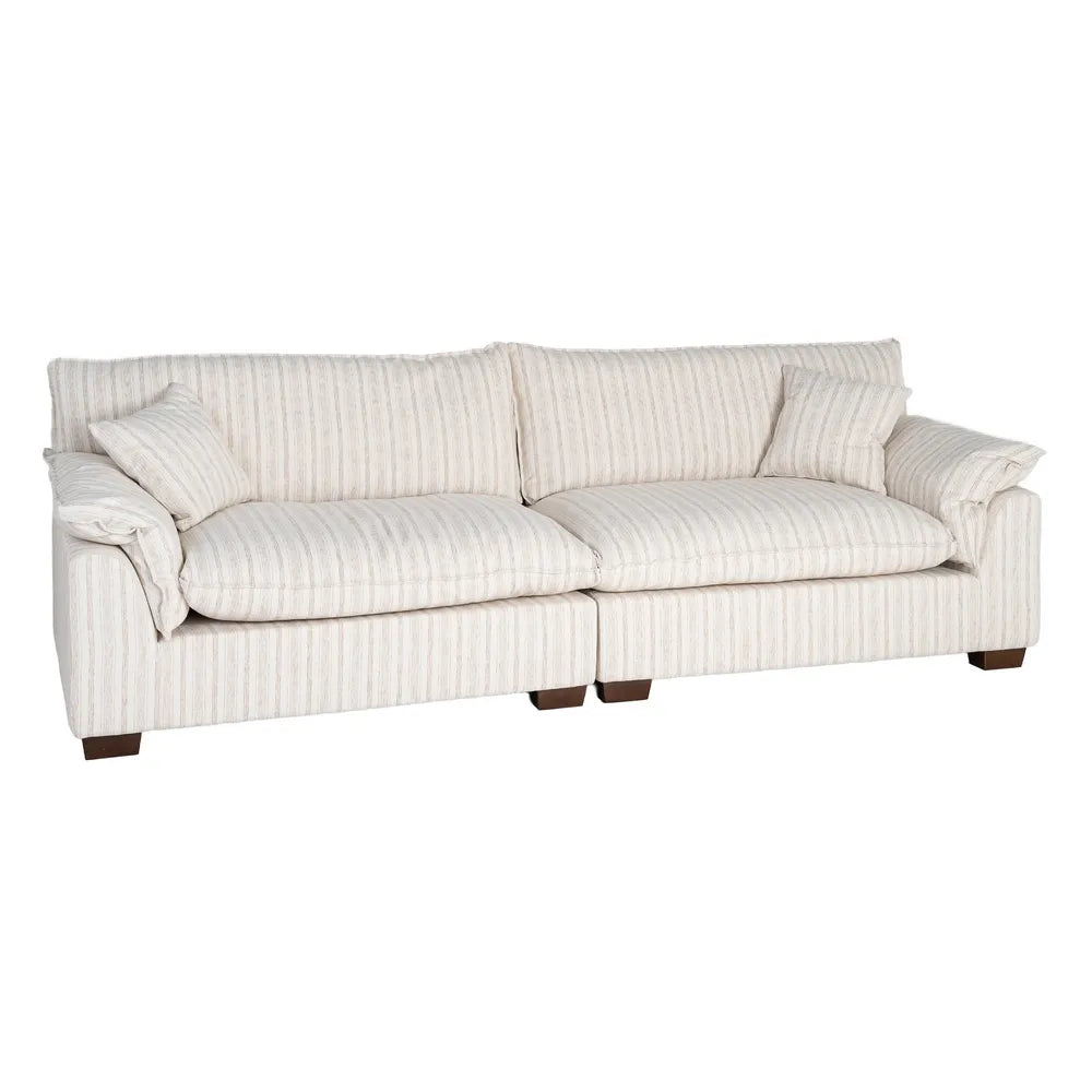4 SEATER SOFA STRIPES CREAM FABRIC 282 X 101 X 71 CM