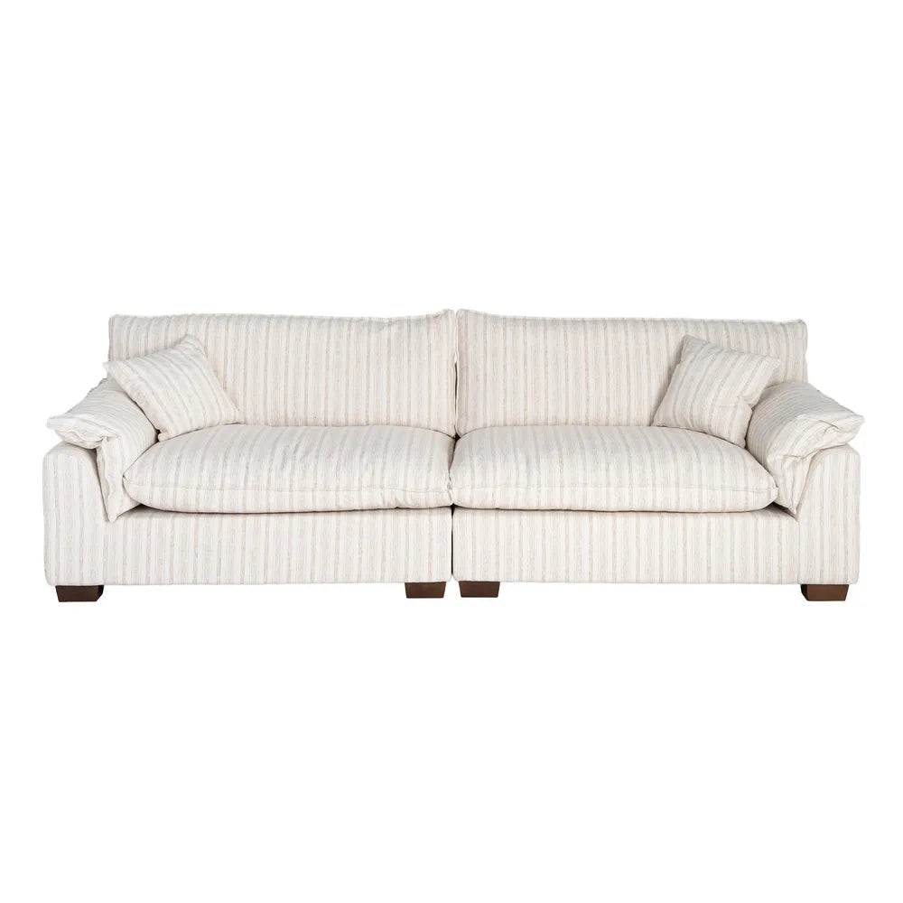 4 SEATER SOFA STRIPES CREAM FABRIC 282 X 101 X 71 CM