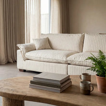 Load image into Gallery viewer, 4 SEATER SOFA STRIPES CREAM FABRIC 282 X 101 X 71 CM