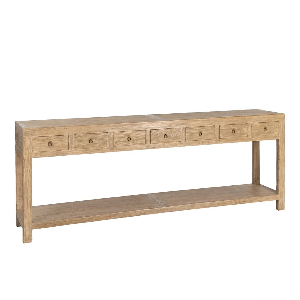 Elm wood console table for entryway, 240 x 45 x 90 cm