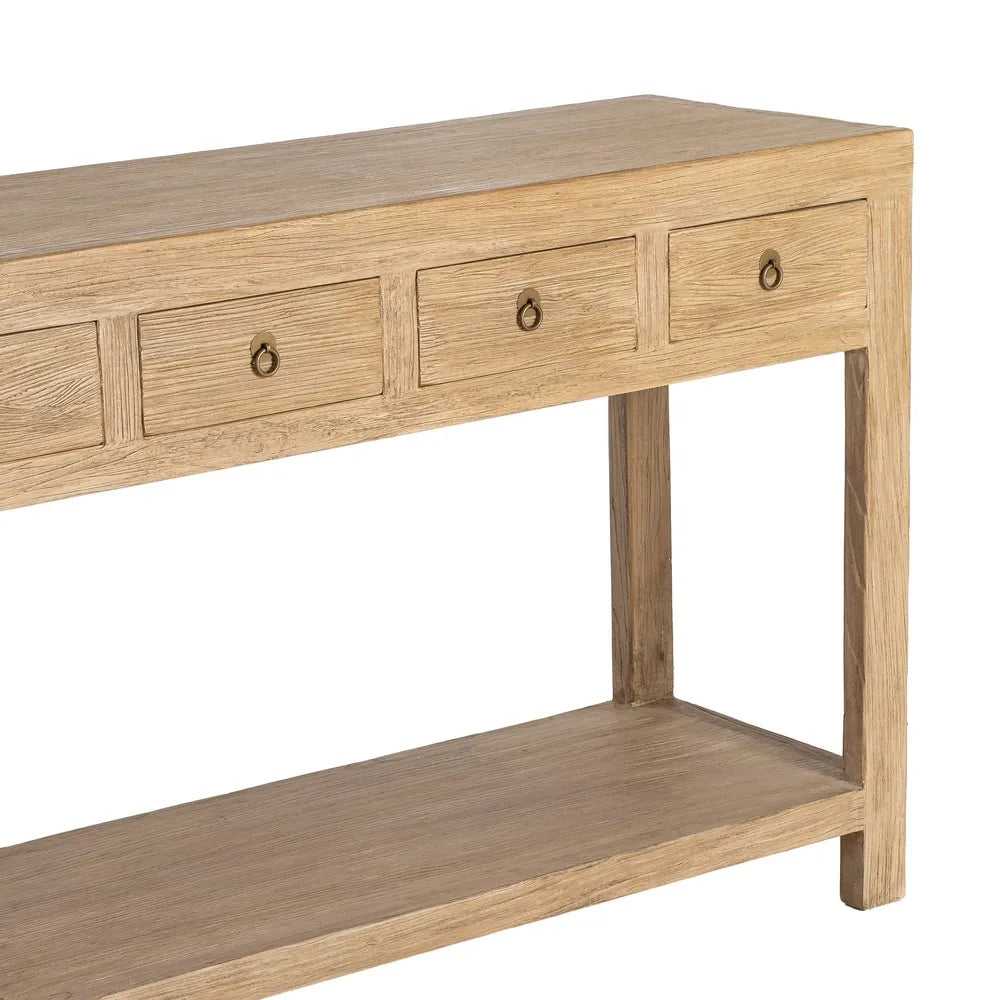 Elm wood console table for entryway, 240 x 45 x 90 cm