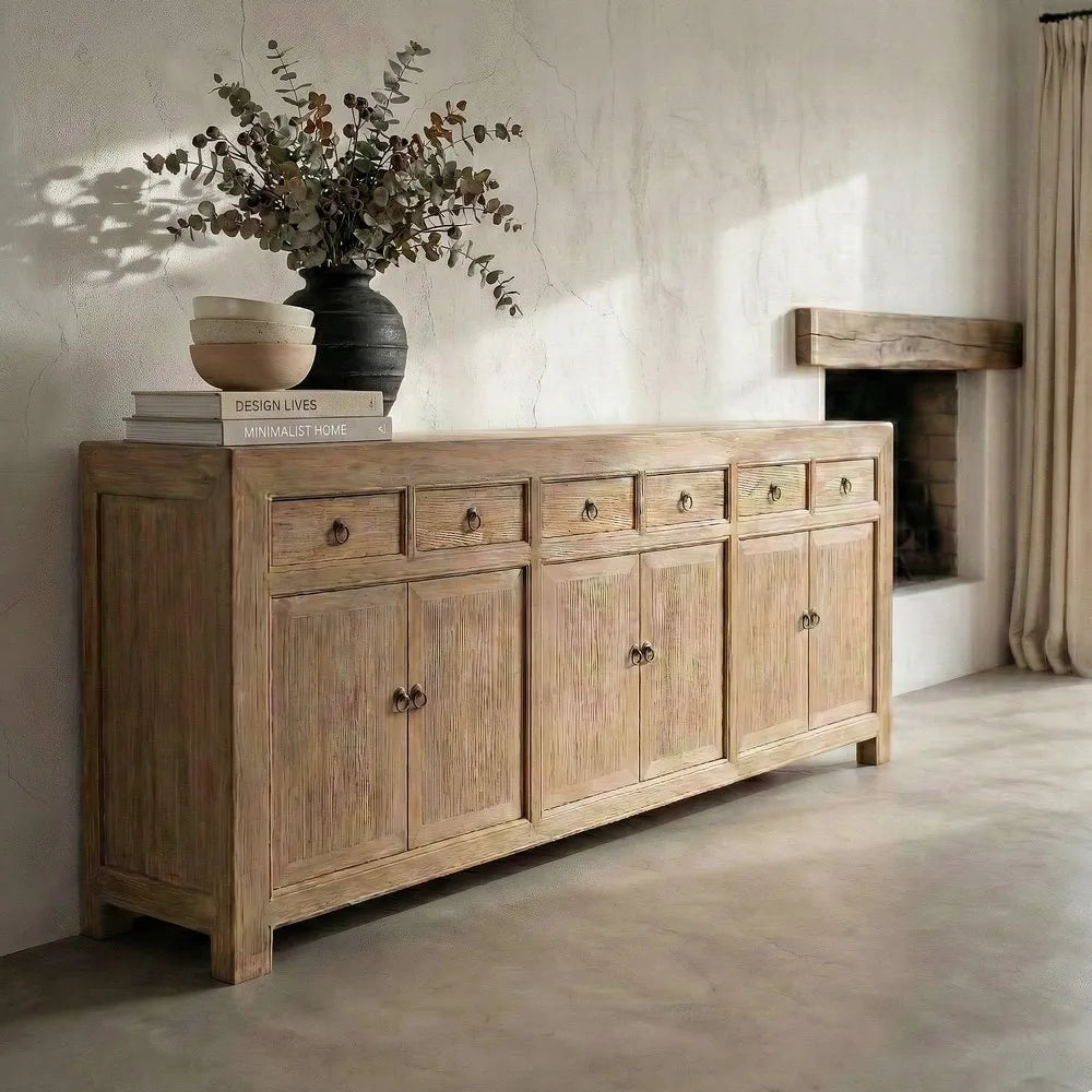 Pine wood sideboard 240 x 44 x 94 cm