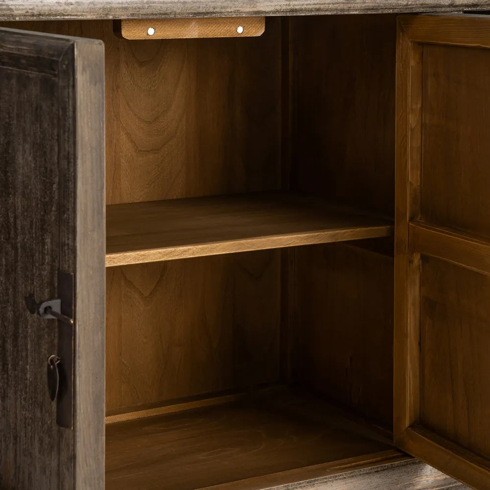 Pine wood sideboard 180 x 44 x 86 cm