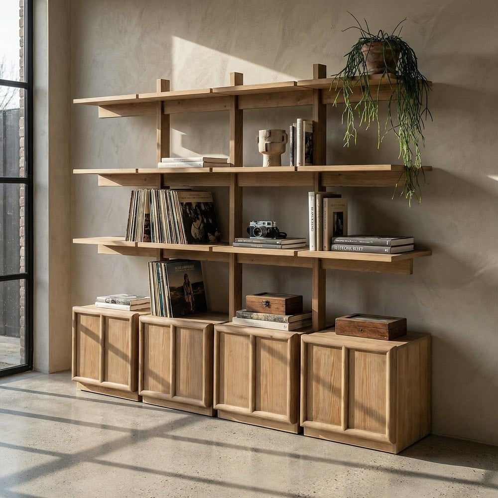 Pine Wood Shelving Unit 210.5x44.5x187 cm