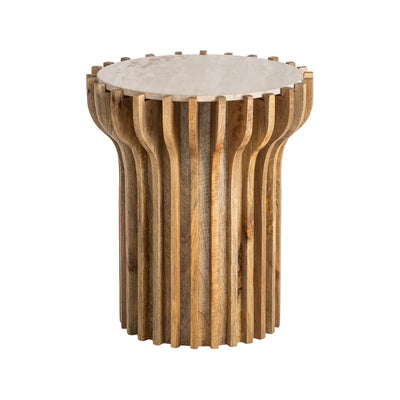 SIDE TABLE WOOD-MARBLE 53 X 53 X 62 CM