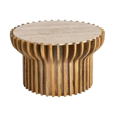 WOOD-MARBLE COFFEE TABLE 78.50 X 78.50 X 47 CM