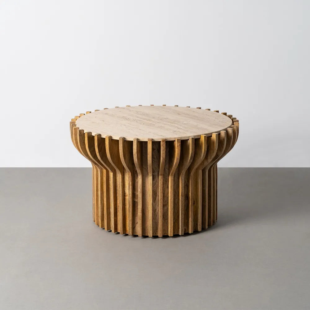 WOOD-MARBLE COFFEE TABLE 78.50 X 78.50 X 47 CM