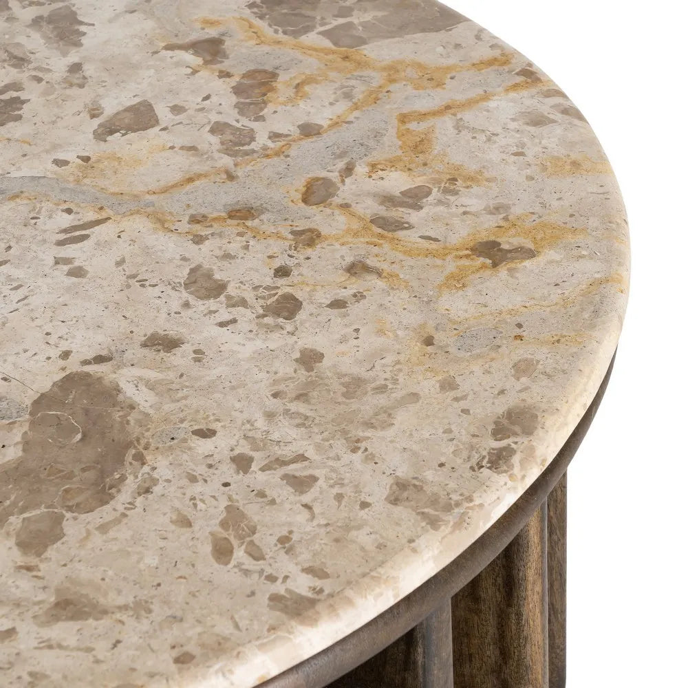 COFFE TABLE WOOD-MARBLE 90 X 90 X 42 CM