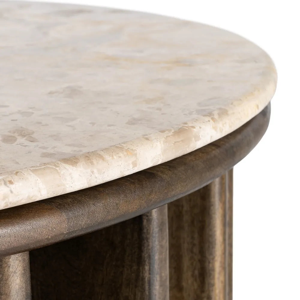 COFFE TABLE WOOD-MARBLE 90 X 90 X 42 CM